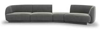 Micadoni Modulares Sofa Miley 4-Sitzer Rechts Samtstoff Hellgrau