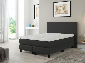 Boxspringbett Florenz. 140x200cm. Lederoptik anthrazit. Härtegrad 3. mit Topper