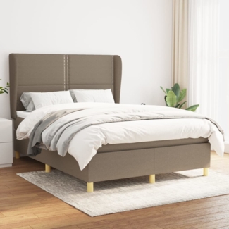 vidaXL Boxspringbett mit Matratze Taupe 140x190 cm Stoff 3128441