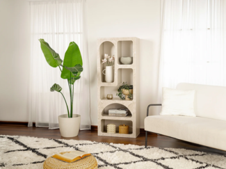 Vente-unique - Regal mit 5 Fächern - Marmor-Optik Weiß - LUELA