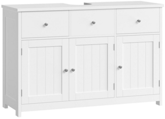 Homfa Waschbeckenunterschrank Unterschrank Badezimmerschrank mit 2 Schubladen und 3 Türen, Breite 100 cm, freistehend