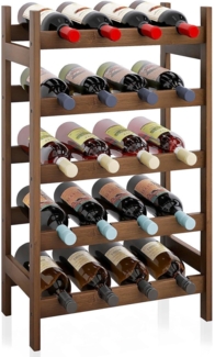 SMIBUY Bambus Weinregal 20 Flaschen 5-stöckig freistehend Walnuss