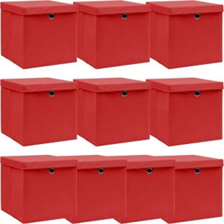 vidaXL Aufbewahrungsboxen mit Deckeln 10 Stk. Rot 32x32x32 cm Stoff