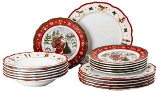 Hutschenreuther Teller-Set Happy Wintertime Red Set 18-tlg. (18-tlg), Porzellan, Spülmaschinengeeignet