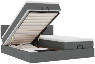vidaXL Ottoman-Bett mit Matratzen & LEDs Dunkelgrau 160x200 cm Stoff 3312837