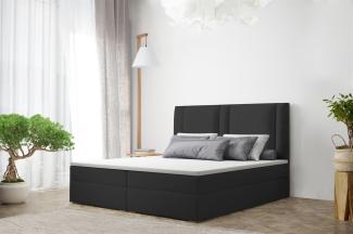 Boxspringbett Schlafzimmerbett CANDELA 140x200 cm in Kunstleder Schwarz