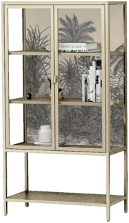Dmora Vitrine Busseto, Glas-Sideboard, Mehrzweckvitrine, Hängendes Bücherregal mit Glastüren, 80x35 h160 cm, Sahne