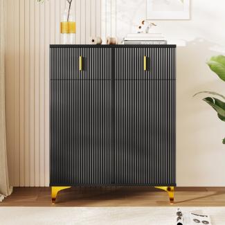 Merax Kommode mit Schubladen und Türen, Schubkastenkommode mit Metallbeine,Sideboard,Highboard