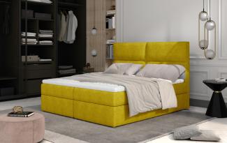 Boxspringbett HAZEL 180x200 cm Stoff Omego Gelb