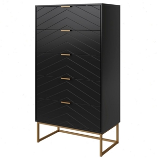 UEV Kommode mit 5 Schublanden, Sideboard, Schubladenschrank, Schmal kommode modern (60 x 34 x 110 cm, Schrank für Wohnzimmer Schlafzimmer Flur Büro), mit Kippschutz Aufbewahrungskommode, Mehrzweckschrank aus Holz