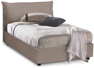 Dmora Queensize-Bett Aconito, Bettkasten mit Kunstlederbezug, 100 % Made in Italy, Öffnung vorne, inklusive Matratze 120 x 200 cm, taubengrau