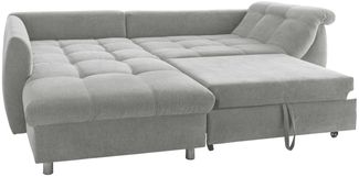 luma-home Ecksofa 17004-OTTO, mit Bettfunktion B250/T190/H84 cm, Liegefläche 179x190 cm, Ottomane links, Wellenunterfederung, Mikrofaser Grau