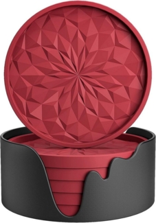 Coonoor Getränkeuntersetzer 6 Stück Silikon-Untersetzer mit Halter, verdickt, rutschfest