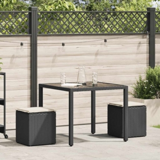 vidaXL Gartenhocker mit Kissen 2 Stk. Schwarz 40x40x43 cm Poly Rattan 4104039
