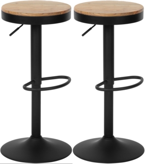 CLP Barhocker 2er Set, Barstuhl Pitas höhenverstellbar mit Holz-Sitzfläche,natura