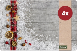 matches21 HOME & HOBBY Platzset Abwaschbare Tischsets 4er Set Weihnachten Deko & Holz, (4-St), Platzsets als Tisch-Untersetzer und Tisch-Deko für Esstisch Teller