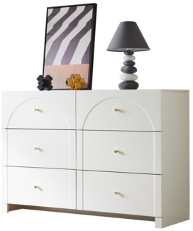 OKWISH Sideboard mit Ausreichend Stauraum (Weiße Türkommode, 1 St, 6 Schubladen), mit geschwungenen Bögen