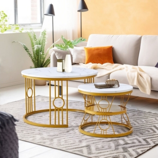 REDOM Couchtisch und 2er Set, Beistelltisch für Schlafzimmer Balkon (Solid und Dauerhaft Smart Einzigartigrd Design Safety Design, 2-St)