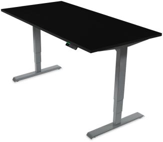 Desktopia Pro X - Elektrisch höhenverstellbarer Schreibtisch / Ergonomischer Tisch mit Memory-Funktion, Schwarz, Gestell Grau, 120x80 cm