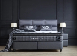 abc bedding Boxspringbett HAMILTON Voll-orthopädisches Komfortbett in Anthrazit, Funktionsbett mit Bettkasten, inkl. Bettbank