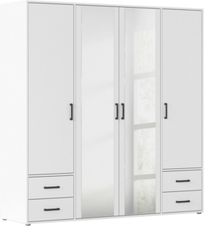 rauch Drehtürenschrank Kleiderschrank Schrank Garderobe Wäscheschrank VOYAGER (in 3 verschiedenen Ausstattungen BASIC/CLASSIC/PREMIUM) mit modernen Griffen in Graumetallic, inkl. Schubkästen und Spiegel