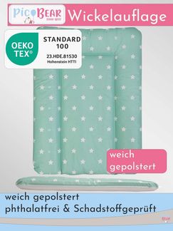 Weiche Wickelauflage HONEY 50 x 70 cm, Sternenhimmel celadon-grün : Sternenhimmel celadon-grün