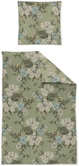 Irisette Eos Mako-Satin Bettwäsche 135x200 Blumen Rosen Blüten grün 8287-30