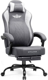 GTPLAYER Gaming-Stuhl aus Stoff, Bürostuhl mit Integrierte Lendenwirbelstütze, Bürostuhl, Gaming chair mit Federkissen und Fußstütze 136KG