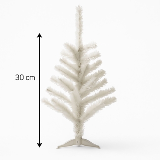Künstlicher Weihnachtsbaum Weiß 30 und 60 cm – Deko Tannenbaum Weihnachten mit stabilem Standfuß – Nadelt nicht, ideal für Tisch & Fensterbank