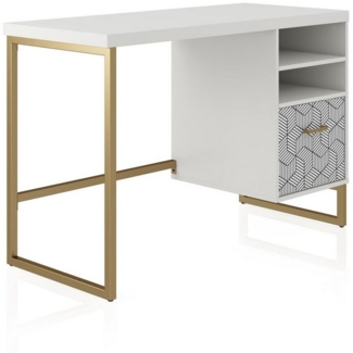 loft24 Schreibtisch Scarlett, mit Schublade, Metallgestell in gold, Breite 114 cm