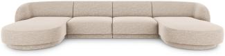 Micadoni 5-Sitzer Panorama Sofa Miley | Bezug Beige | Beinfarbe Black Plastic