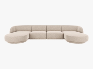 Micadoni Panorama-Sofa Miley 5-Sitzer Chenille Haga Beige