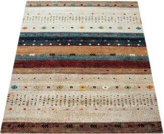 Paco Home Teppich Nomaden 815, rechteckig, Höhe: 16 mm, Kurzflor, Gabbeh Design, gestreift, ideal im Wohnzimmer & Schlafzimmer