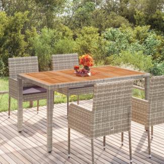 vidaXL Gartentisch mit Holzplatte Grau 150x90x75 cm Poly Rattan 319902