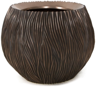 River großer Übertopf - wellenartige Oberfläche Ø 120 cm, Höhe 90 cm antik-bronz...