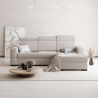Beautysofa Ecksofa ALEX MINI, mit Schlaffunktion, mit Bettkaste, mit verstellbarer Kopfstütze