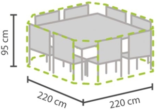 Perel Wetterfeste Schutzhülle achteckig für Garten Lounge Set, Polyethylen grau, 220 x 220 x 95cm