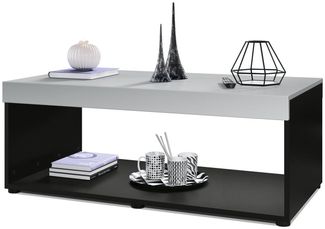 Vladon Couchtisch Pure, Wohnzimmertisch in Kastenform, Schwarz matt/ Hellgrau Seidenmatt (104 x 40,5 x 58 cm)