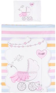 Chipolino 5-teiliges Bettwäsche Set, Decke 95 x 125 cm Kissen 35 x 45 cm rosa Sterne