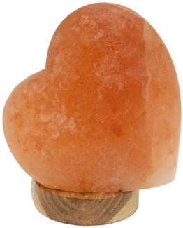 Tischleuchte, Holz, Salzkristall, Herzform, H 19 cm