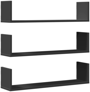 vidaXL Wandregale 3 Stk. Schwarz 80x18x18 cm Holzwerkstoff 853291
