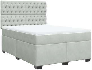 vidaXL Boxspringbett mit Matratze Hellgrau 140x200 cm Samt 3290936