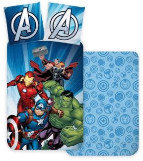 BrandMac Kinderbettwäsche Avengers Wende Bettwäsche 80 x 80 cm + 135 x 200 cm 100% Baumwolle