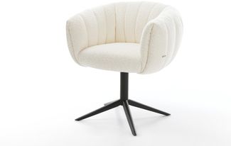 Drehstuhl Jada-Flex Bouclé Weiß Fußkreuz Schwarz 360° drehbar Wippfunktion Taschenfederkern