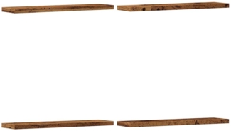 vidaXL Wandregale (4 Stk.), Holzwerkstoff Altholz-Optik, 40 x 20 x 1,5 cm