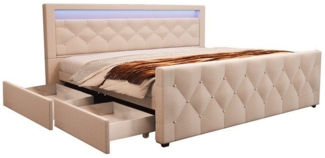 HOME DELUXE Polsterbett VELARA - 140 x 200 cm Beige