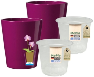 Heimwerkercenter Übertopf MePla - 2 Stück - Übertopf Merina ø 14 Brombeer + Pflanztopf ø 12