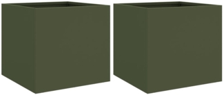 vidaXL Pflanzkübel 2 Stk. Olivgrün 32x30x29 cm Stahl 841542