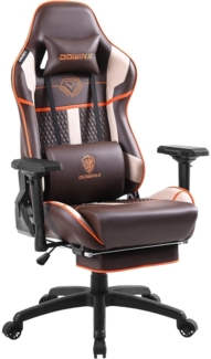 Dowinx Gaming Stuhl mit 4D Armlehnen und Fußstütze - Braun 150 kg