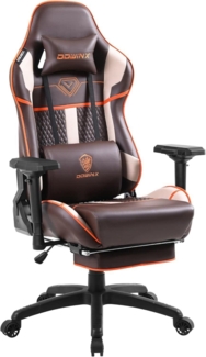Dowinx Gaming Stuhl mit 4D Armlehnen und Fußstütze - Braun 150 kg